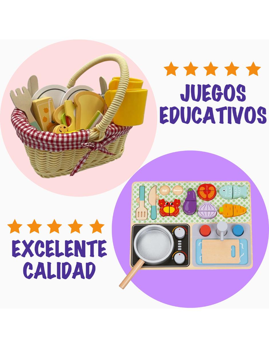 Foto 6 pulgar | Paquete Con 2 Juguetes Didácticos Picnic Y Cocina De Madera Para Niñas Mágicamente