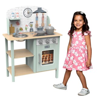 Foto 2 | Cocina De Madera Infantil Para Niñas. Incluye: Cocina, Palas, Sartén, Olla Con Tapa, Tarja, Salero Y 1 Pimentero