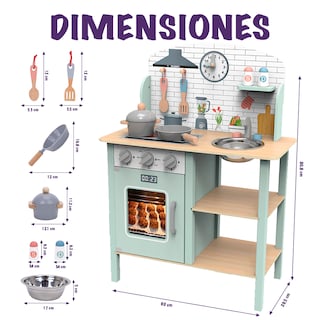 Foto 4 | Cocina De Madera Infantil Para Niñas. Incluye: Cocina, Palas, Sartén, Olla Con Tapa, Tarja, Salero Y 1 Pimentero