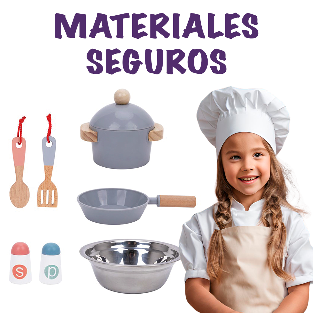 Foto 6 | Cocina De Madera Infantil Para Niñas. Incluye: Cocina, Palas, Sartén, Olla Con Tapa, Tarja, Salero Y 1 Pimentero