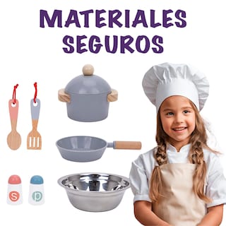 Foto 6 | Cocina De Madera Infantil Para Niñas. Incluye: Cocina, Palas, Sartén, Olla Con Tapa, Tarja, Salero Y 1 Pimentero
