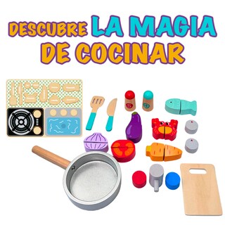 Foto 4 | Juguete De Cocina Con Accesorios De Madera Cocina Para Niños Mágicamente