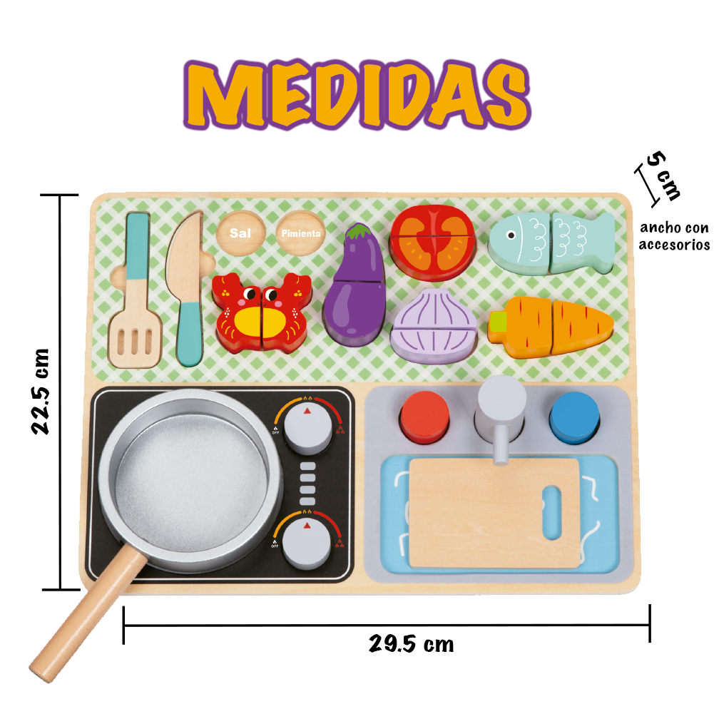 Foto 6 pulgar | Juguete De Cocina Con Accesorios De Madera Cocina Para Niños Mágicamente