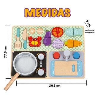 Foto 5 | Juguete De Cocina Con Accesorios De Madera Cocina Para Niños Mágicamente