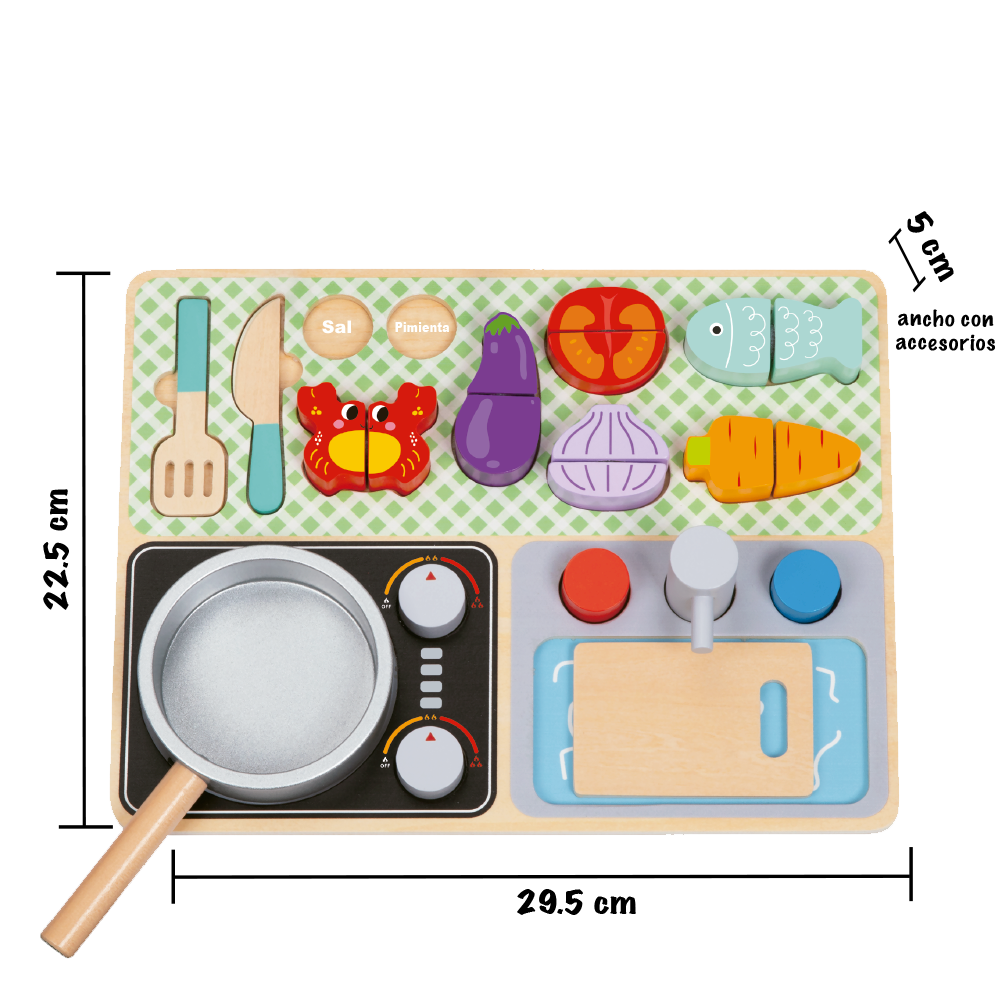 Foto 7 pulgar | Juguete De Cocina Con Accesorios De Madera Cocina Para Niños Mágicamente
