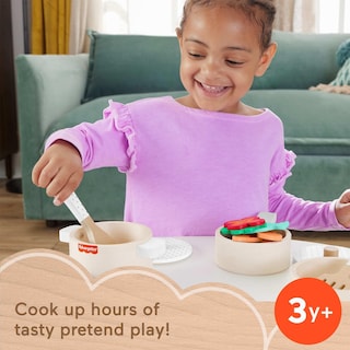 Foto 2 | Set De Ollas Y Sartenes Pretend Play Wood Kitchen De Fisher-price - Venta Internacional.