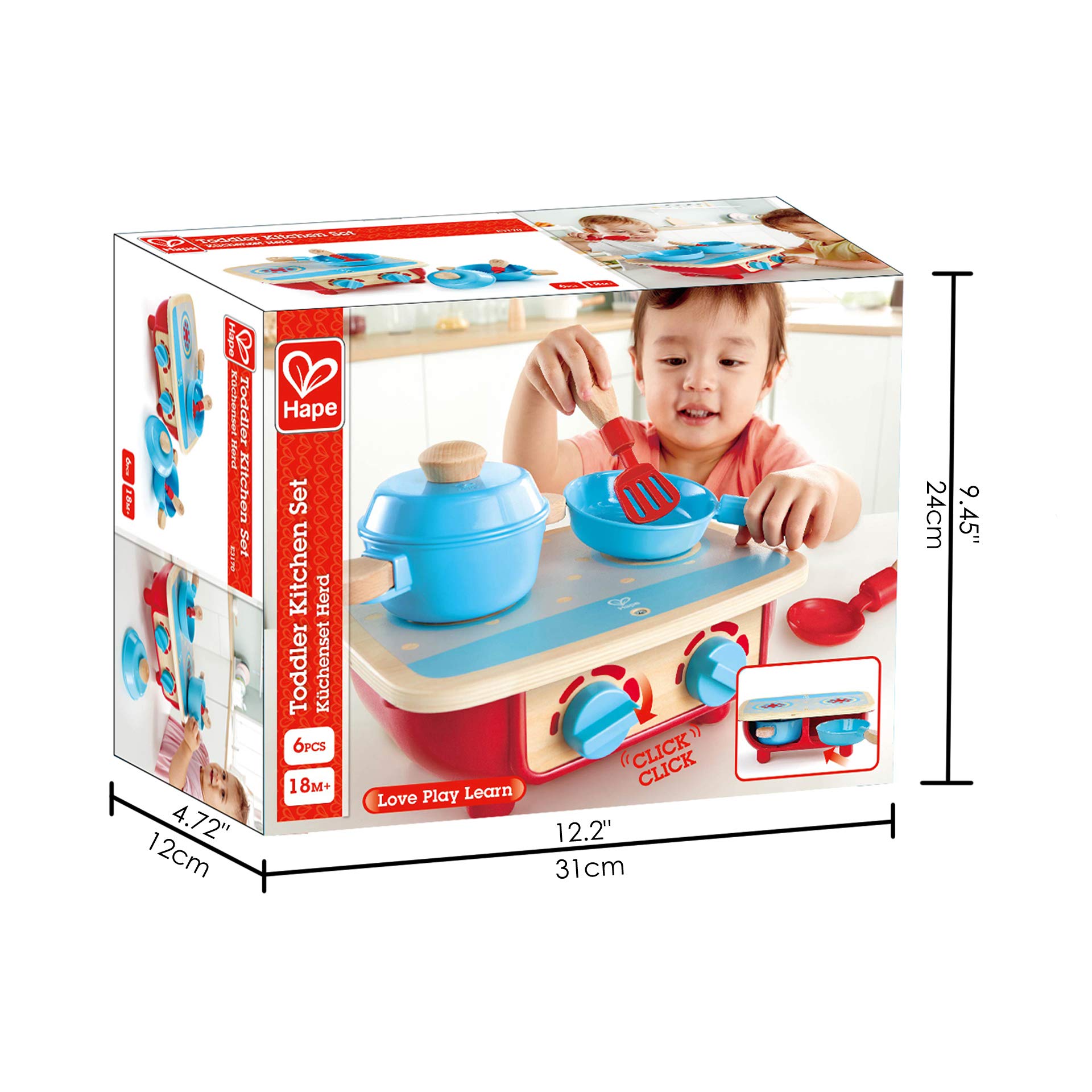 Foto 7 pulgar | Juego De Cocina Hape De Madera Para Niños Pequeños De 6 Piezas Con Estufa De Juguete Y Sartén - Venta Internacional.
