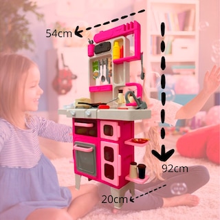 Foto 4 | Cocinita Infantil De Juguete Rosa Con Accesorios Estufa, Horno Y Fregadero