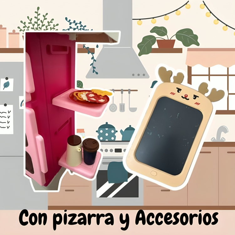 Foto 6 pulgar | Cocinita Infantil De Juguete Rosa Con Accesorios Estufa, Horno Y Fregadero