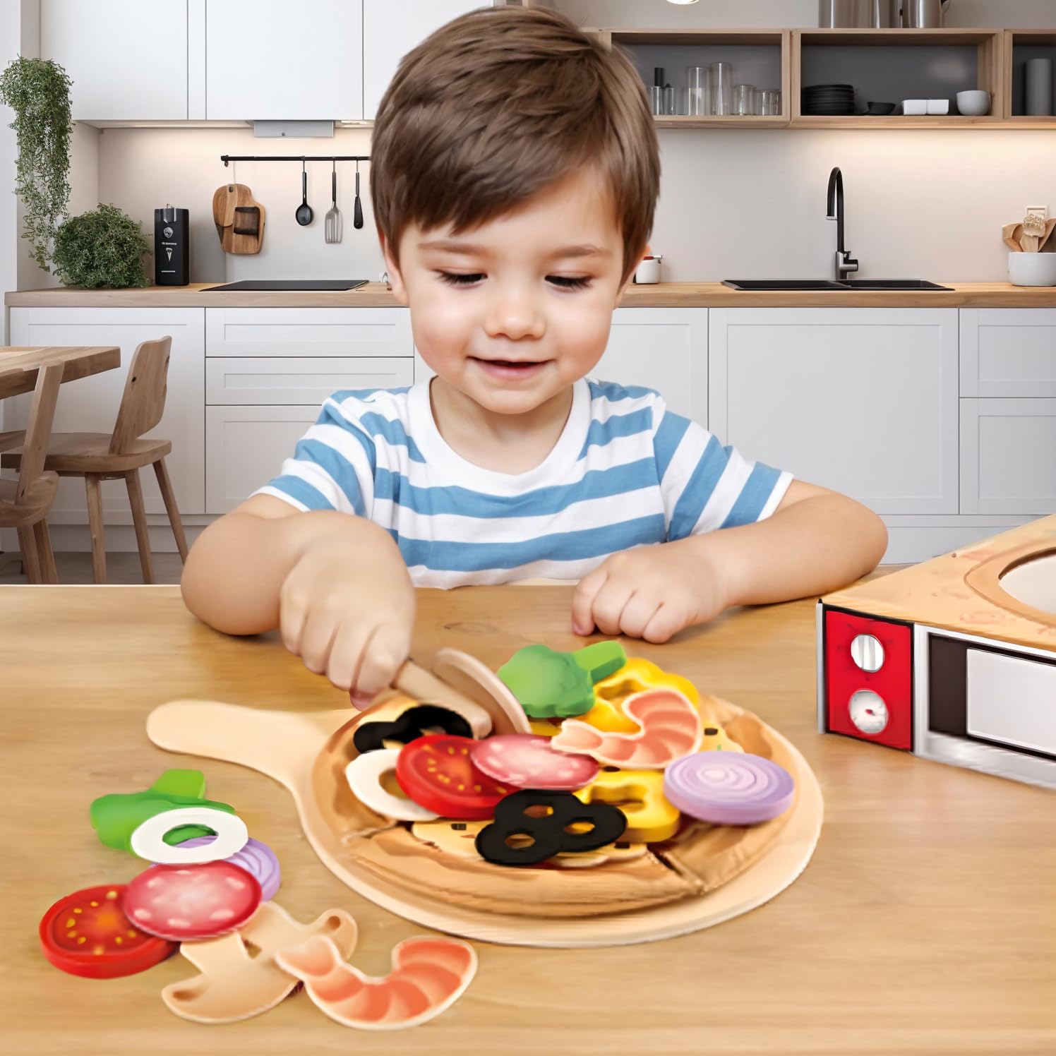 Foto 2 | Set De Juego Para Pizza Hape Perfect Pizza De Madera, 29 Unidades, Niños Mayores De 3 Años - Venta Internacional.