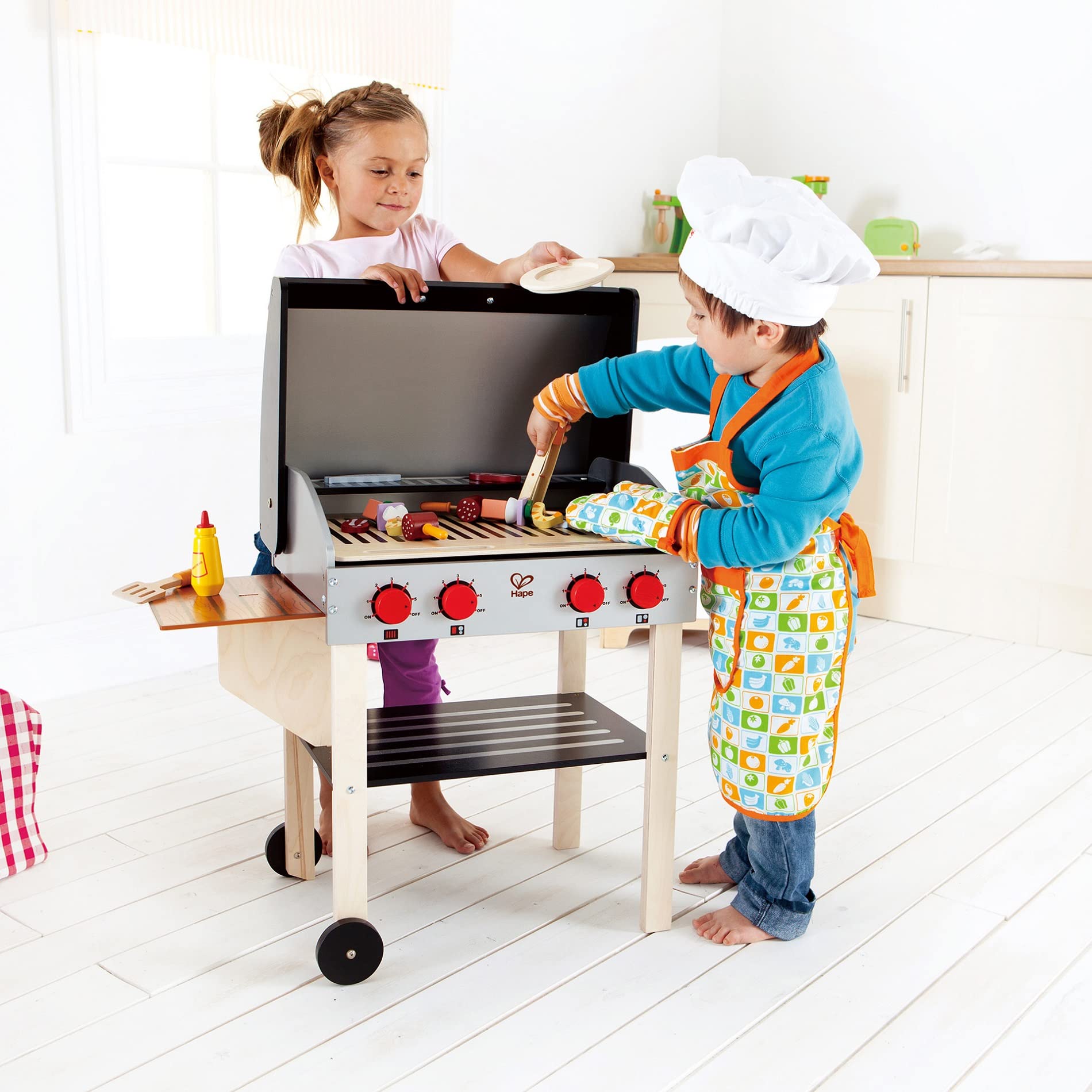 Foto 8 pulgar | Set De Cocina Pretend Playset Hape Wooden Gourmet Grill Para Niños - Venta Internacional.