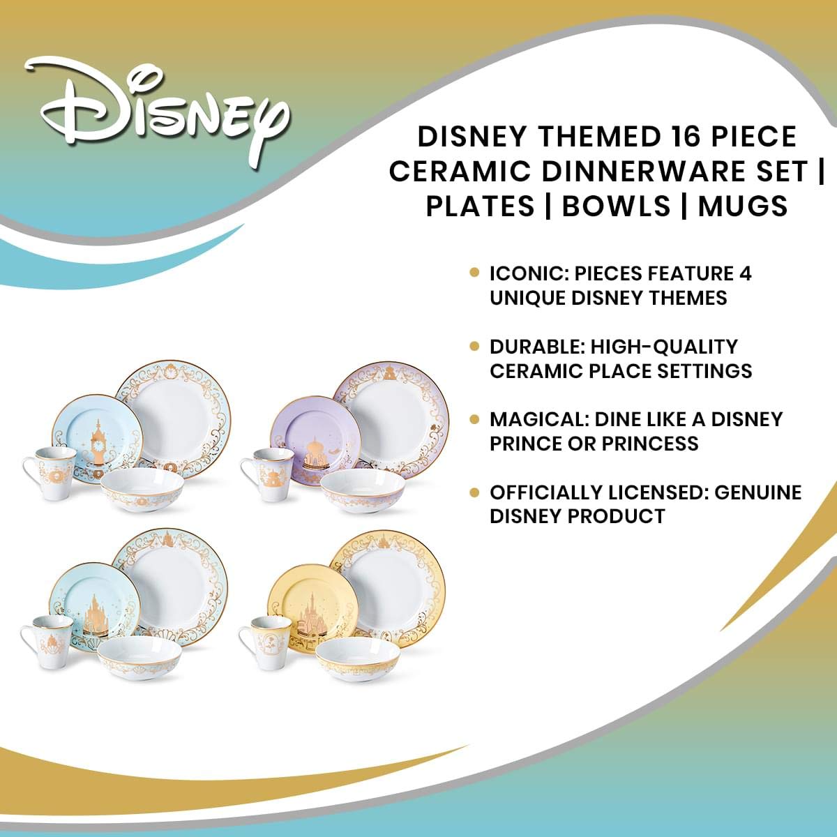 Foto 7 | Set De Vajilla Hengulus Disney Collection 1 Cinderella Aladdin - Venta Internacional.