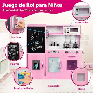 Foto 3 | Kids House Cocina Urban Pink Kitchen: Encantadora Cocina De Juguete De Maderapara Niñas, Fomenta La Creatividad