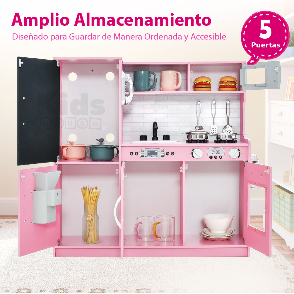 Foto 5 | Kids House Cocina Urban Pink Kitchen: Encantadora Cocina De Juguete De Maderapara Niñas, Fomenta La Creatividad