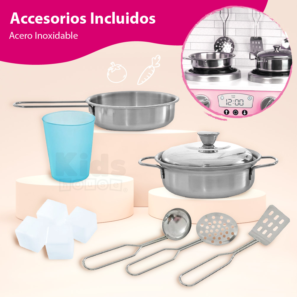 Foto 8 pulgar | Kids House Cocina Urban Pink Kitchen: Encantadora Cocina De Juguete De Maderapara Niñas, Fomenta La Creatividad