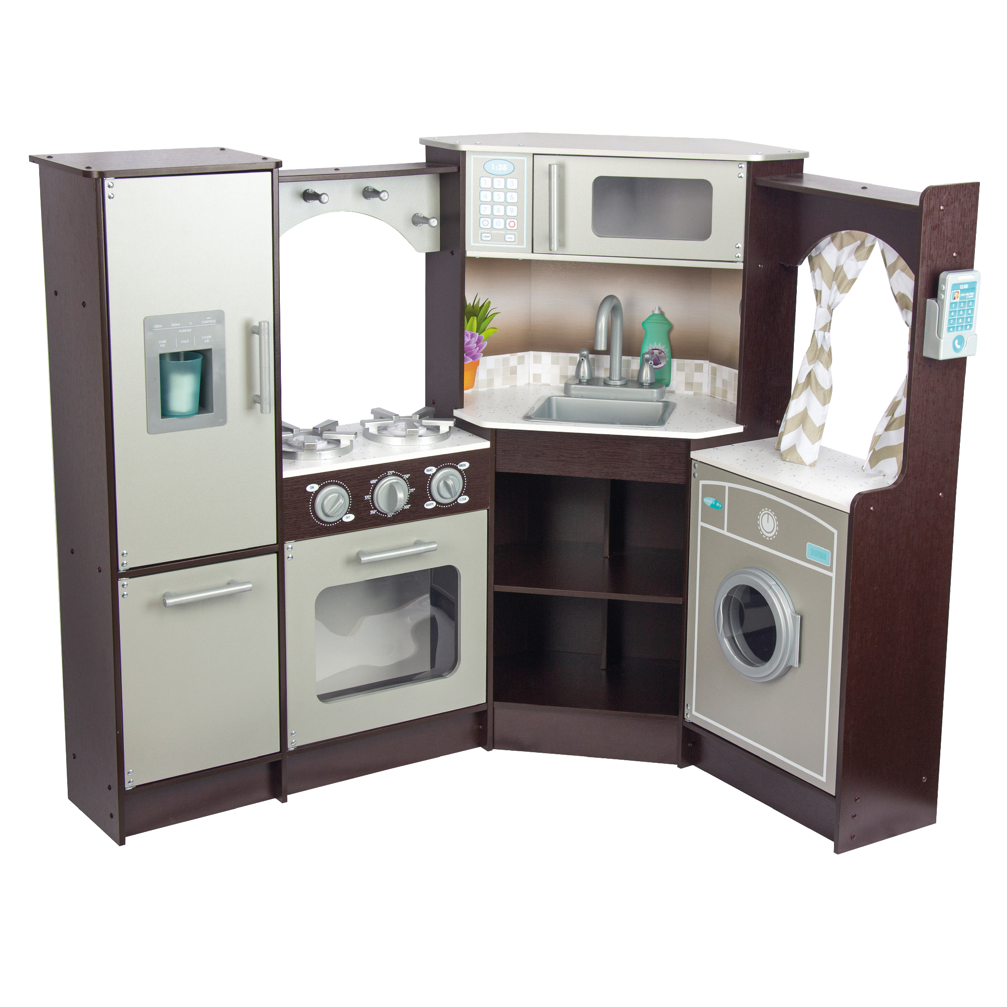 Foto 1 | Kids House Master Chef: Cocina De Juguete Para Niños, Modular Esquinada Con Microondas, Lavabo, Cortinas Elegantes