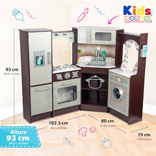 Foto 6 | Kids House Master Chef: Cocina De Juguete Para Niños, Modular Esquinada Con Microondas, Lavabo, Cortinas Elegantes