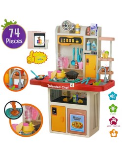 Foto 3 | Pingüe Role Play | Set A Escala De Cocina De Juguete Para Niños Y Niñas Con Luces Sonidos Y Más De 74 Piezas. Rojo