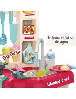 Foto 6 | Pingüe Role Play | Set A Escala De Cocina De Juguete Para Niños Y Niñas Con Luces Sonidos Y Más De 74 Piezas. Rojo