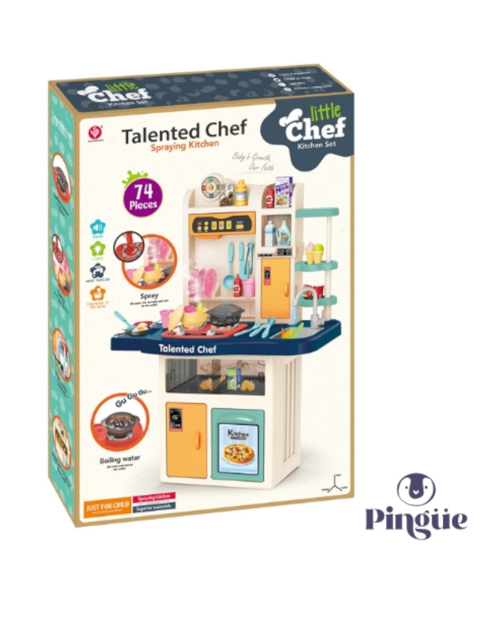 Foto 3 pulgar | Pingüe  Role Play | Set A Escala De Cocina De Juguete Para Niños Y Niñas Con Luces  Sonidos Y Más De 74 Piezas. |