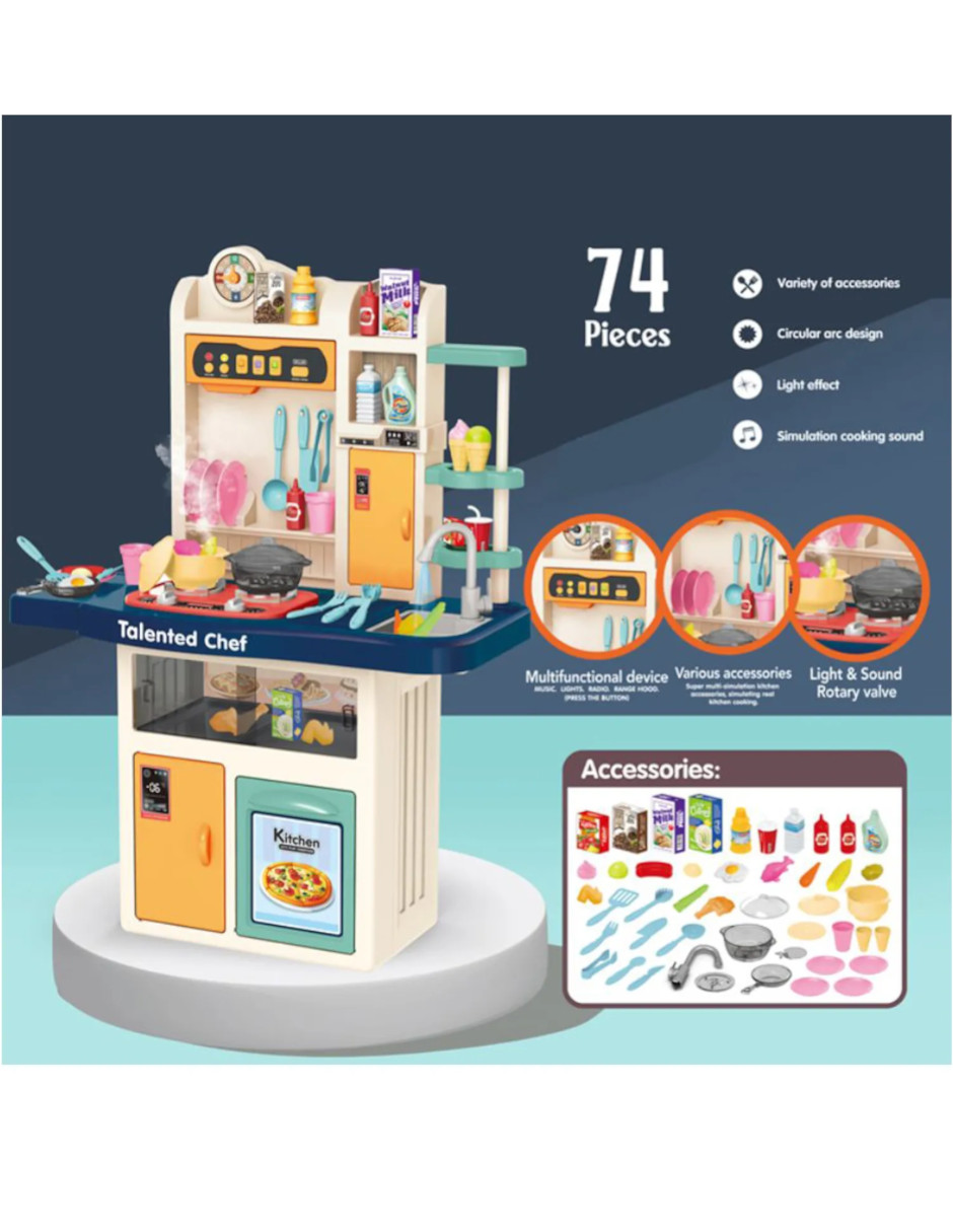Foto 8 | Pingüe  Role Play | Set A Escala De Cocina De Juguete Para Niños Y Niñas Con Luces  Sonidos Y Más De 74 Piezas. |