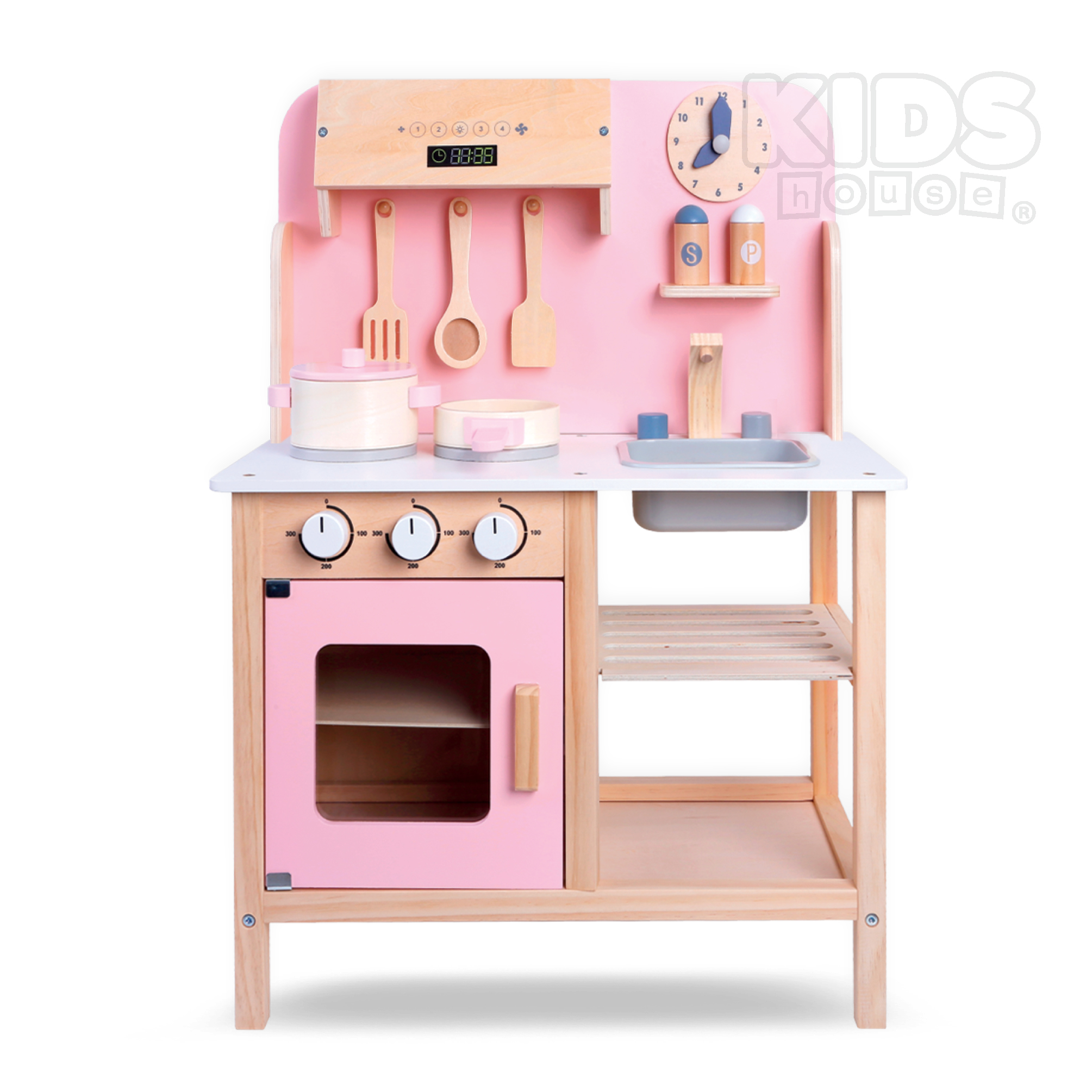 Foto 2 pulgar | Kids House Cocina De Madera Rosa Para Niñas Con Accesorios Incluye Sartén  Utensilios  Salero Y Pimentero My Che