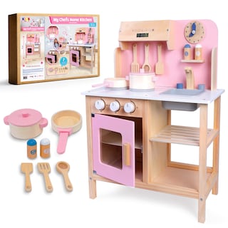 Foto 2 | Kids House Cocina De Madera Rosa Para Niñas Con Accesorios Incluye Sartén Utensilios Salero Y Pimentero My Che