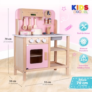 Foto 3 | Kids House Cocina De Madera Rosa Para Niñas Con Accesorios Incluye Sartén Utensilios Salero Y Pimentero My Che