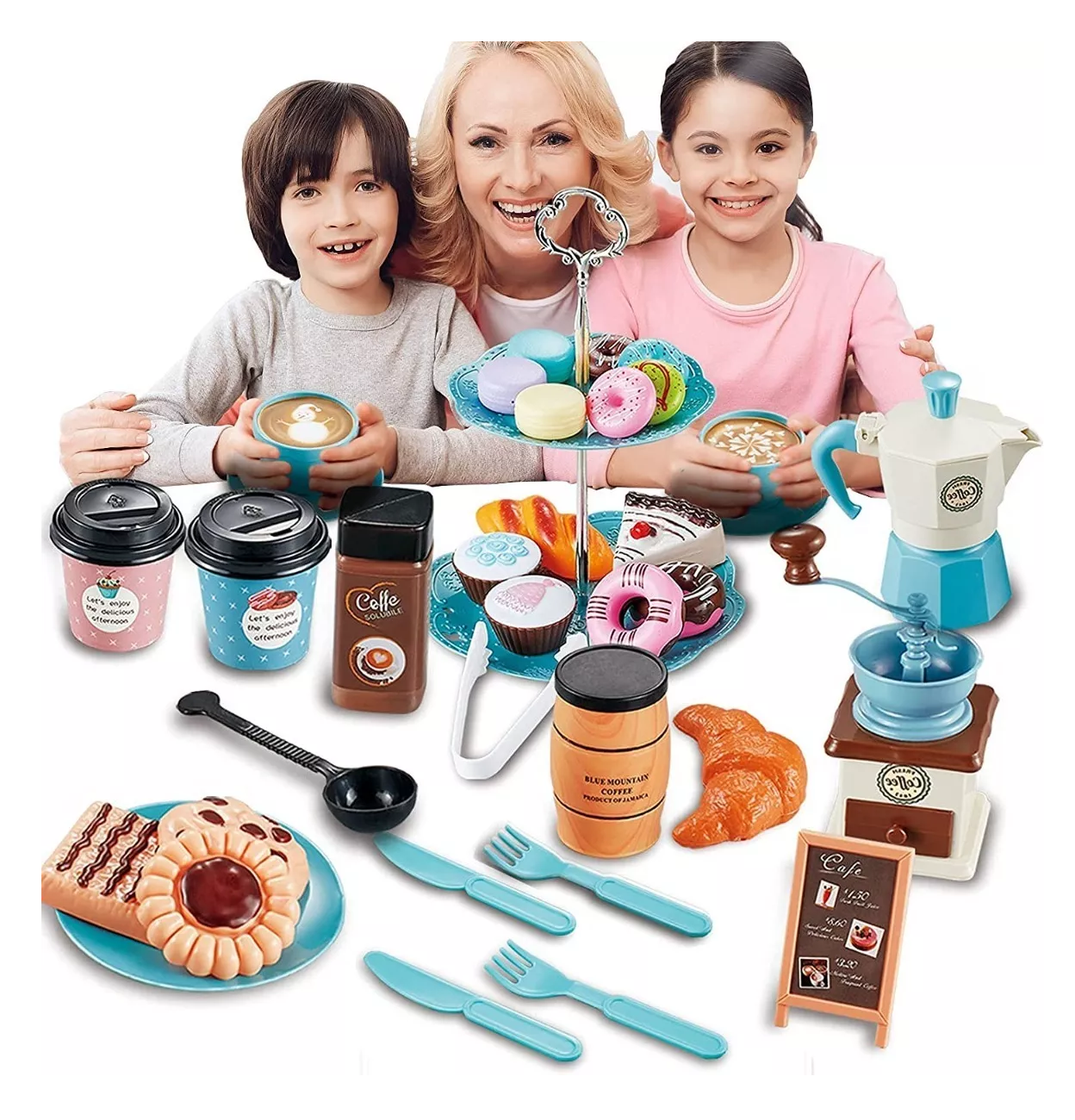 Foto 3 pulgar | Juego De Té Cafetera Pastel Juguete De Cocina Belug color Azul para Niños