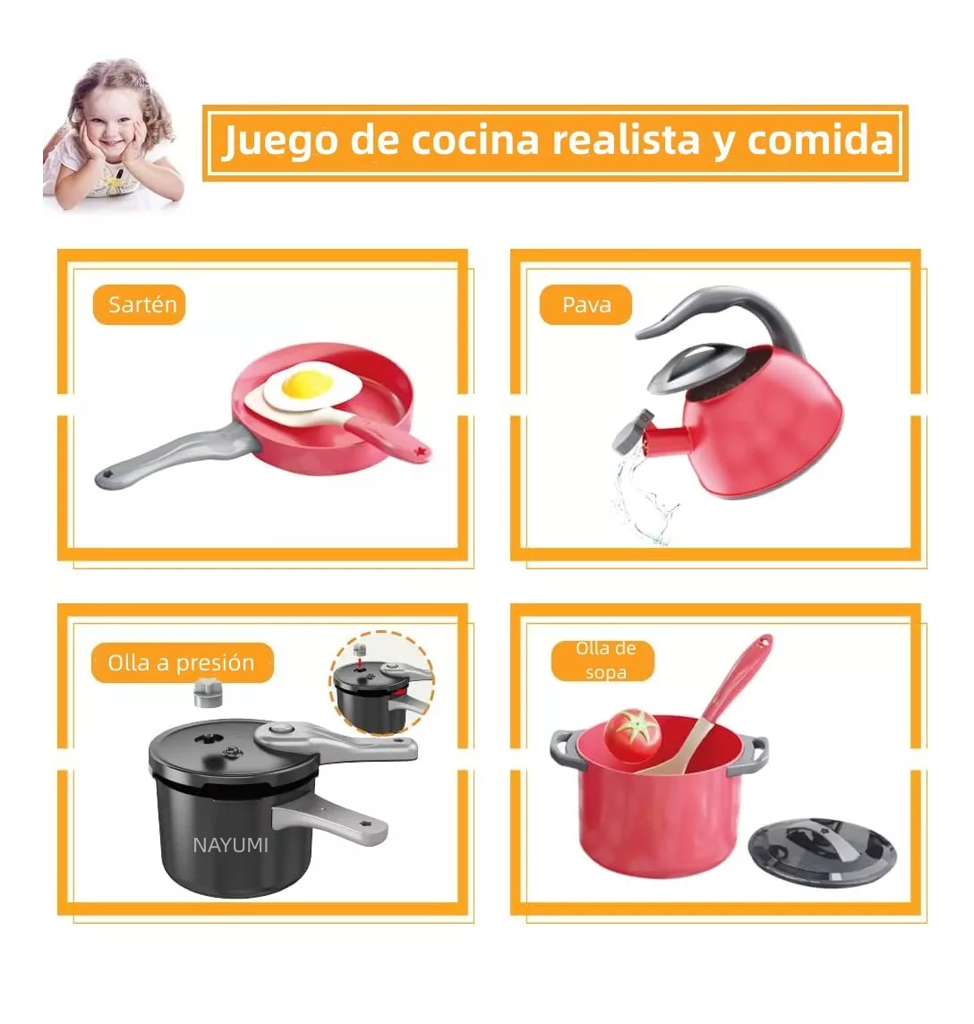 Foto 4 pulgar | Juguete Utensilios De Cocina Con Ollas Y Sartenes 32pzs Rosa