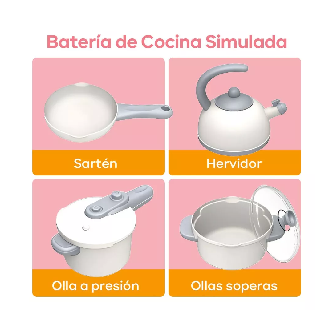 Foto 5 pulgar | Set de Cocina para Niños + Utensilios con Sonido 55 Piezas