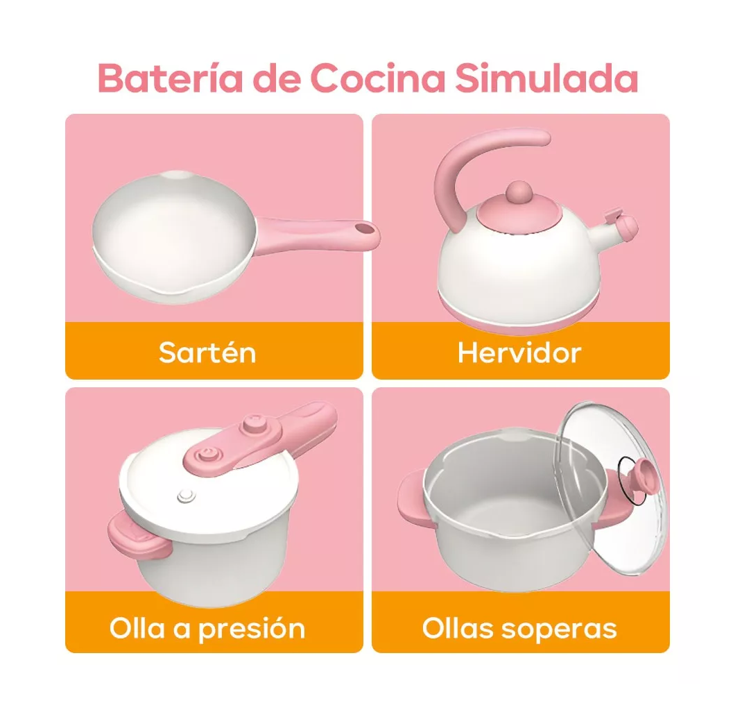 Foto 5 pulgar | Kit de Juguetes de Cocina para Niña Utensilios con Sonido 55 Piezas
