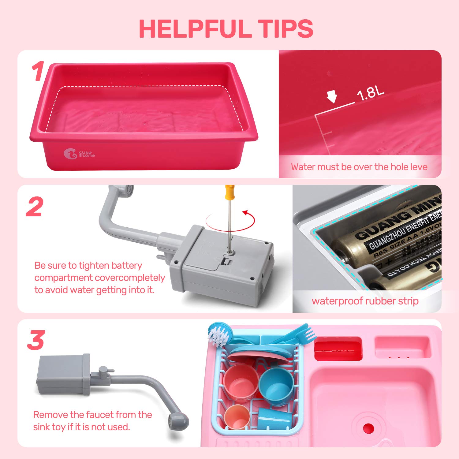Foto 7 | Venta Internacional - Fregadero de Juguete Cambia de Color con Agua + Accesorios