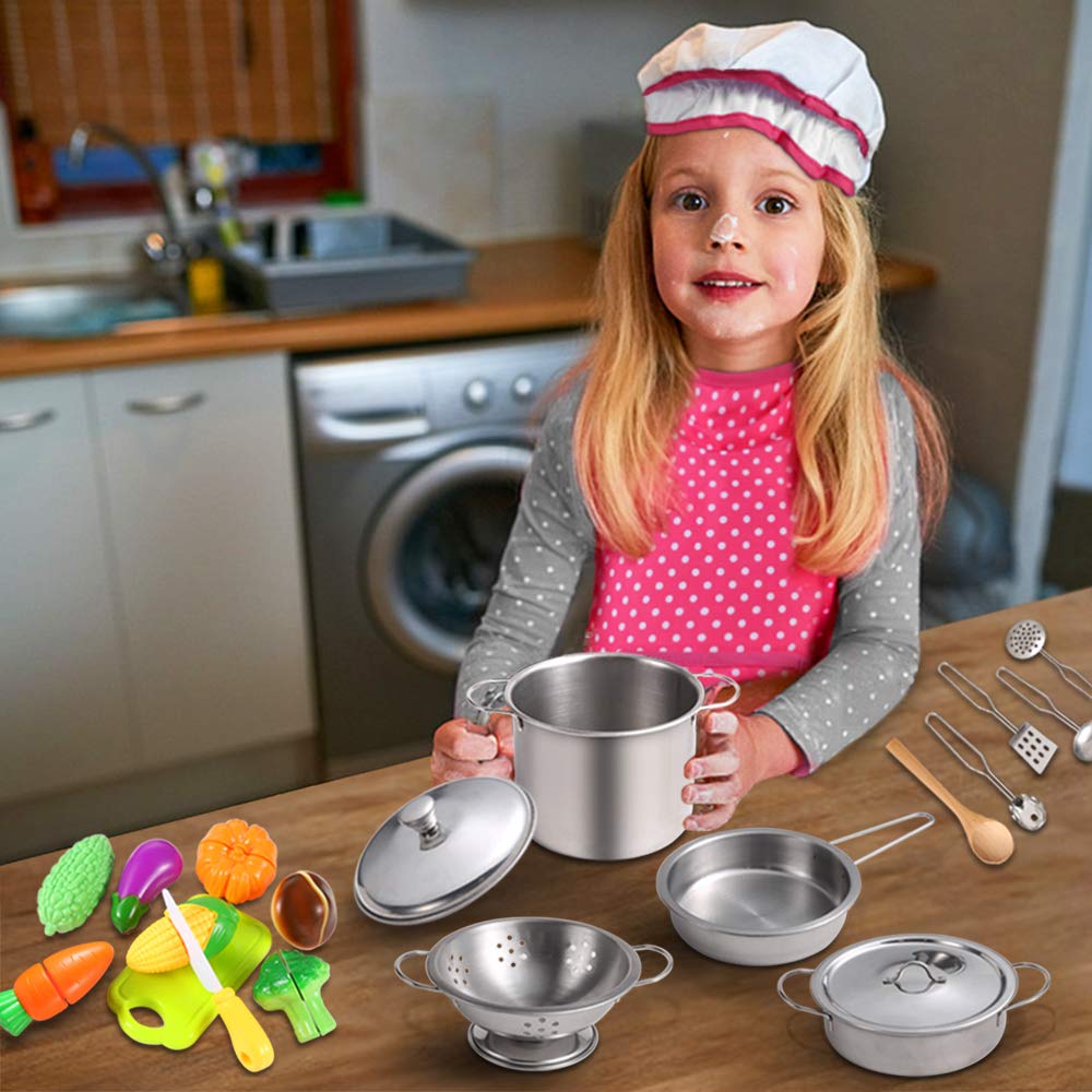 Foto 3 pulgar | Venta Internacional - Set De Cocina Pretend Play Juboury Con Utensilios De Cocina De Acero Inoxidable