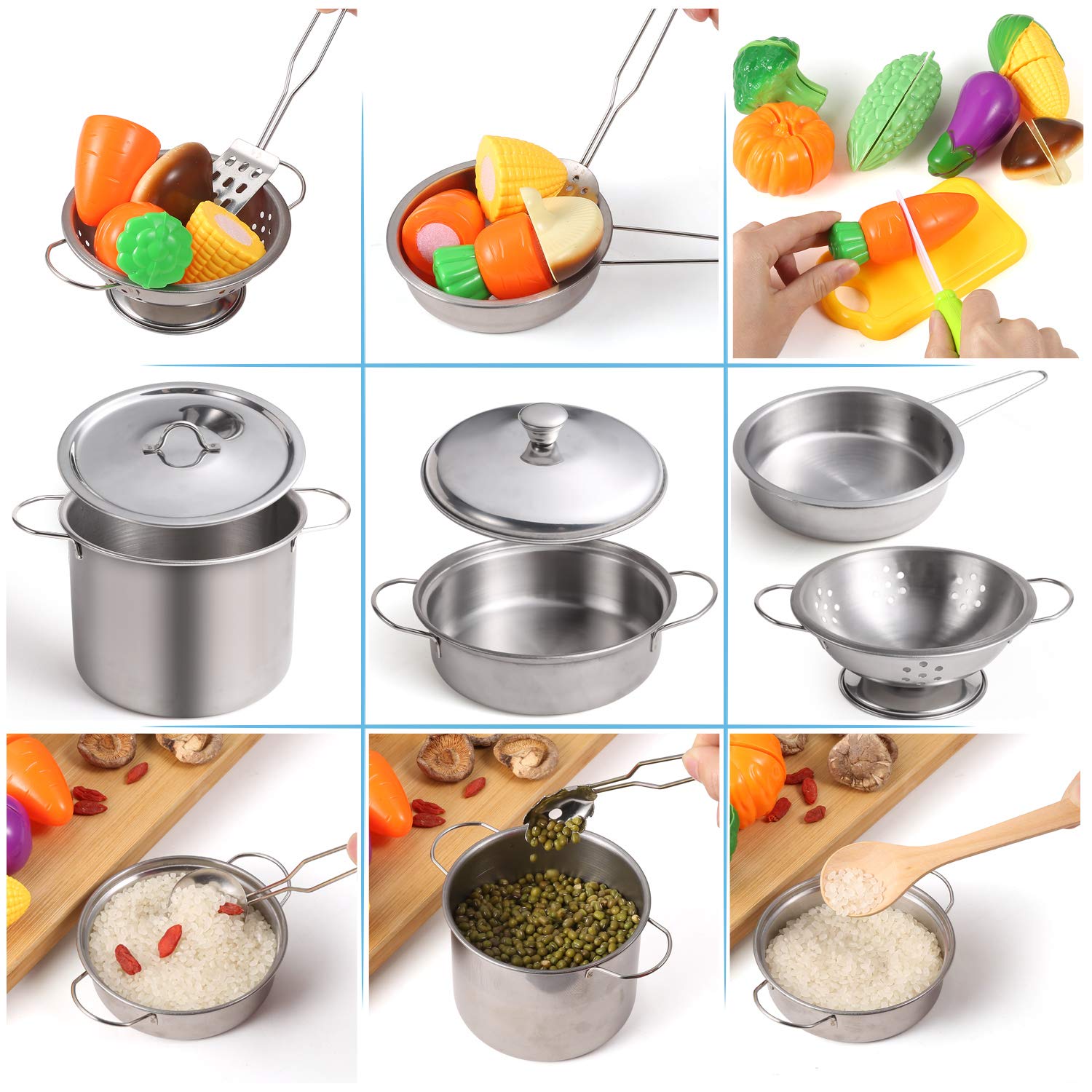 Foto 5 pulgar | Venta Internacional - Set De Cocina Pretend Play Juboury Con Utensilios De Cocina De Acero Inoxidable