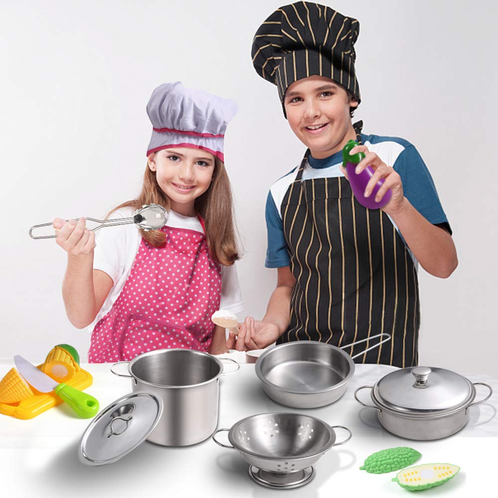 Foto 8 pulgar | Venta Internacional - Set De Cocina Pretend Play Juboury Con Utensilios De Cocina De Acero Inoxidable