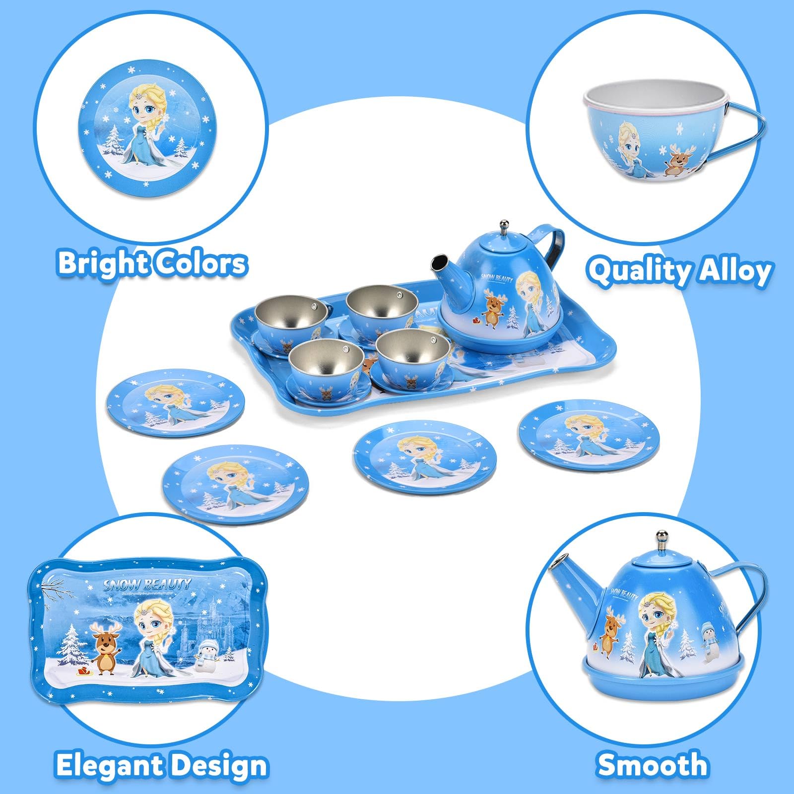 Foto 7 pulgar | Venta Internacional - Set Para Fiesta De Té Lajeje Frozen Elsa Princess, 48 Niños De 3 A 6 Años