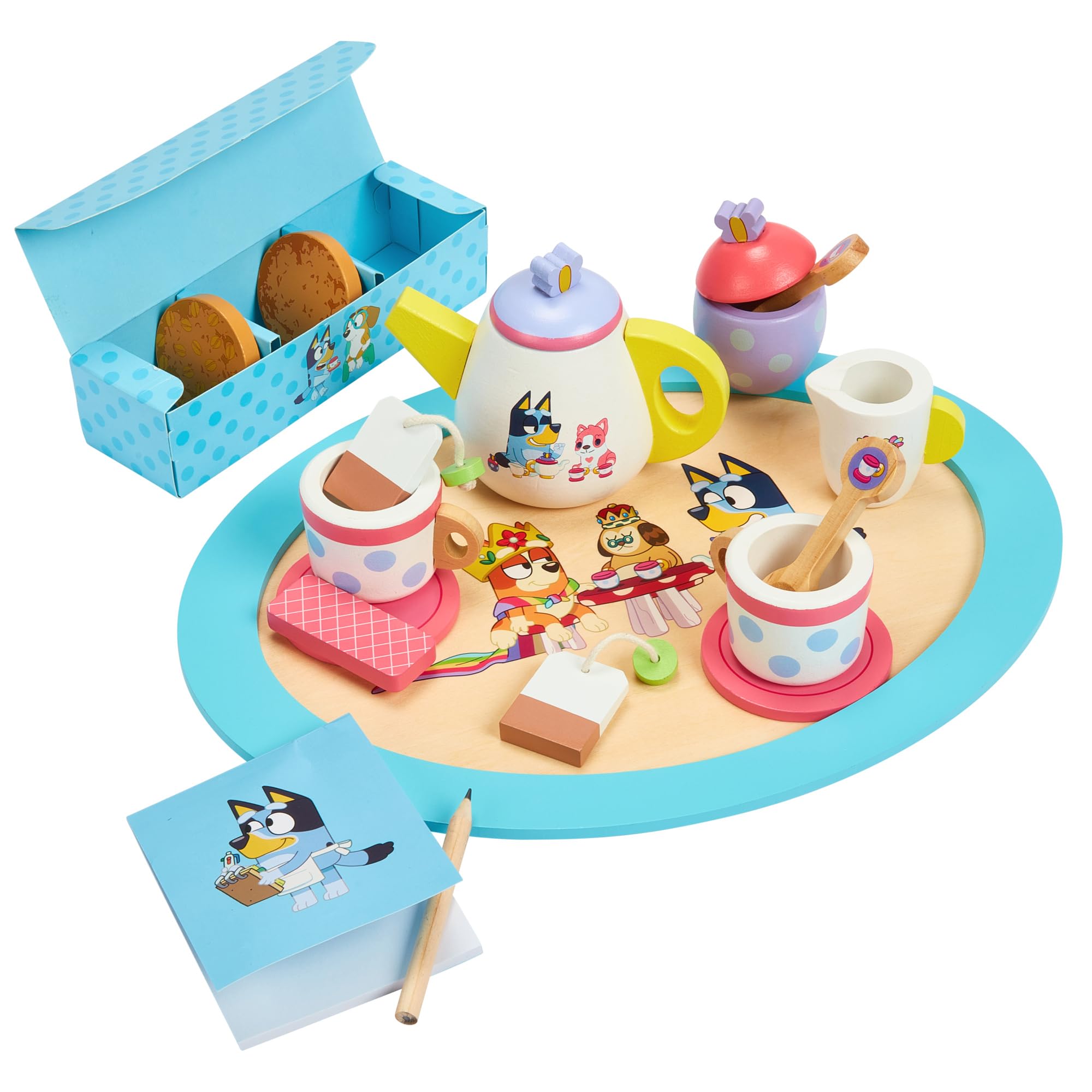 Foto 2 pulgar | Set Para Fiesta De Té Bluey Wooden, 18 Piezas, Juego De Simulación Para Niños De Más De 3 Años - Venta Internacional.