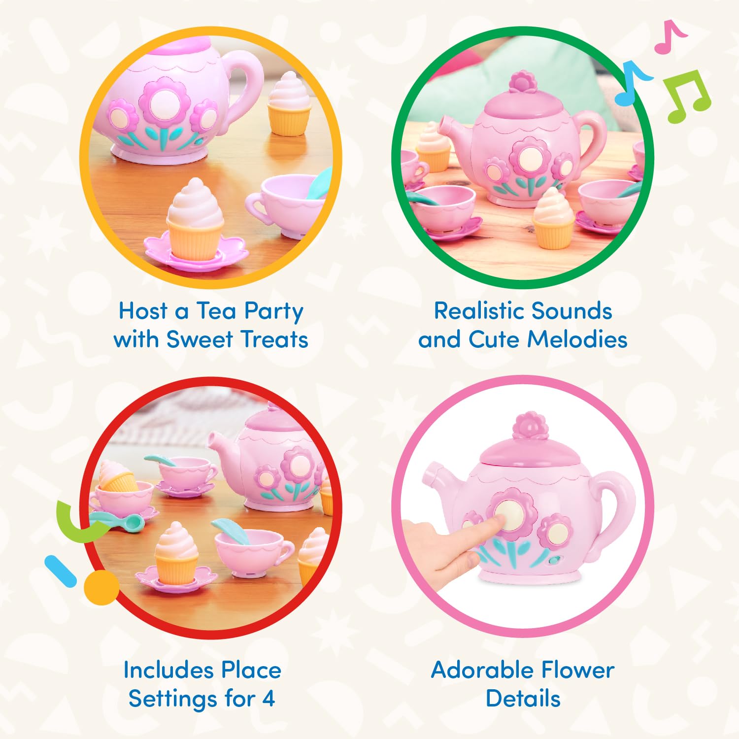 Foto 4 pulgar | Juego De Té Battat Play Circle, Tetera Para Cantar, De 3 Años O Más, 17 Unidades - Venta Internacional.