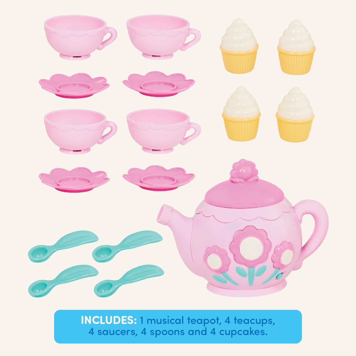 Foto 6 pulgar | Juego De Té Battat Play Circle, Tetera Para Cantar, De 3 Años O Más, 17 Unidades - Venta Internacional.