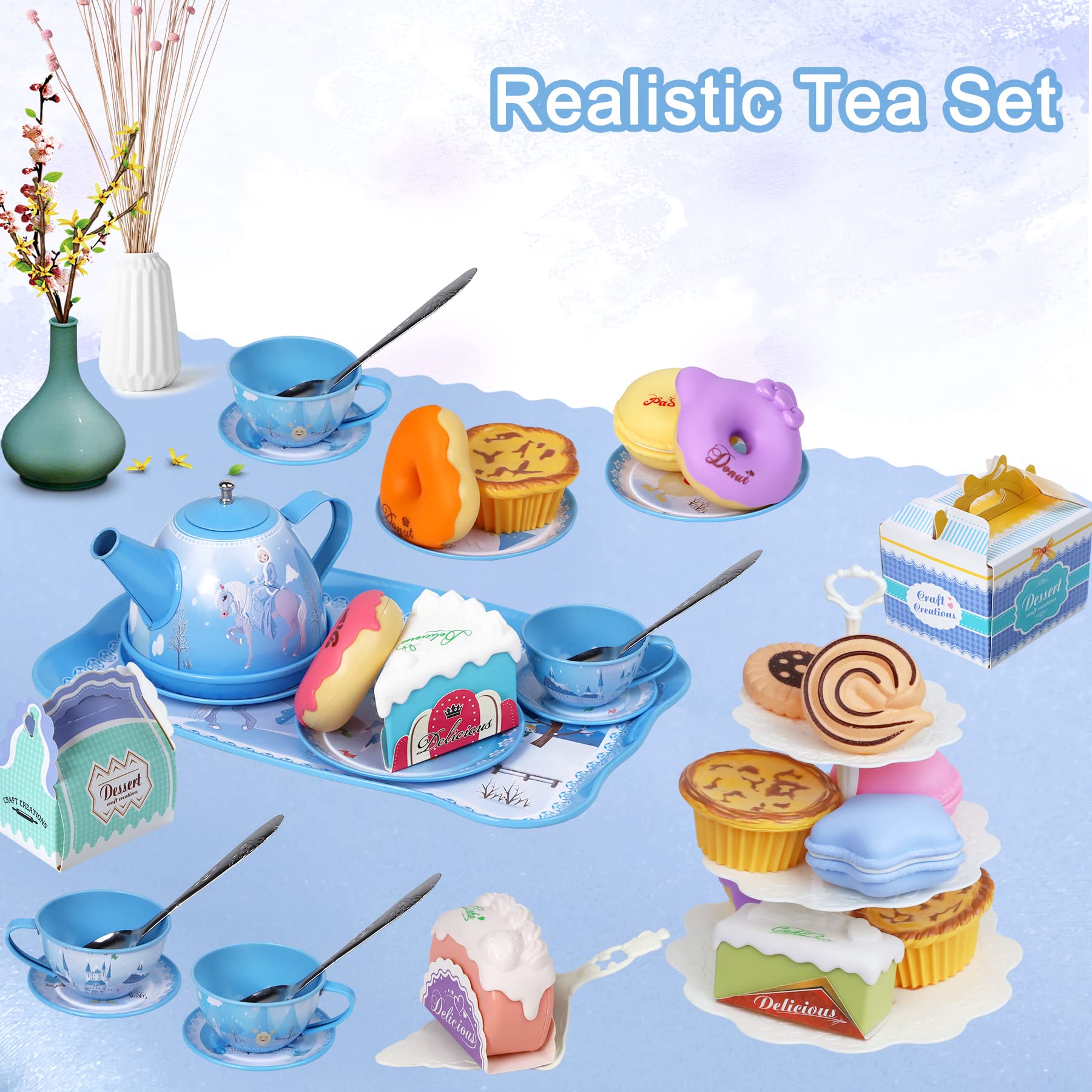 Foto 2 | Set De Fiesta De Té Pre-world Princess Tea Time Toy 46 Piezas Para Niños De 3 A 6 Años - Venta Internacional.