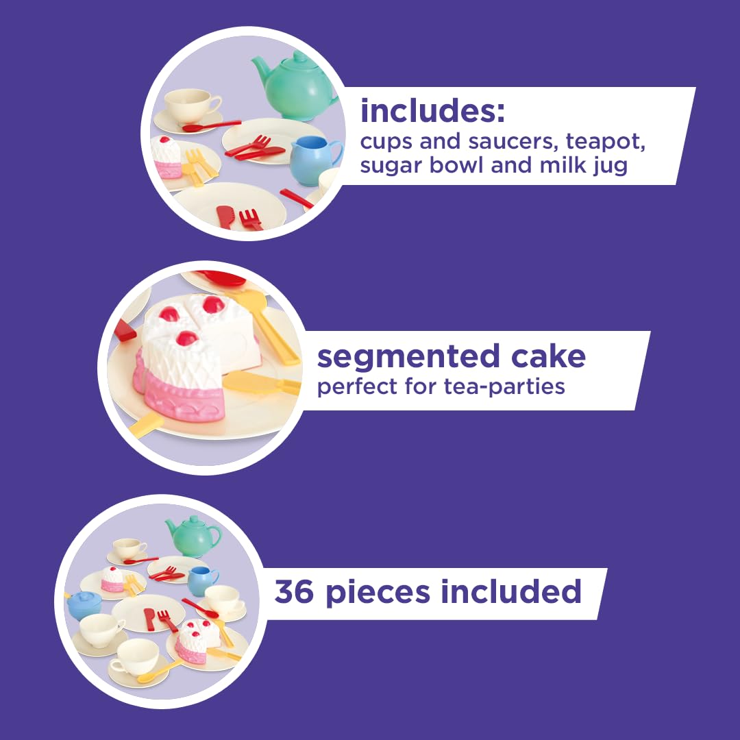 Foto 6 pulgar | Set De Té Casdon, Juego De 36 Juguetes Coloridos Para Niños Mayores De 3 Años - Venta Internacional.