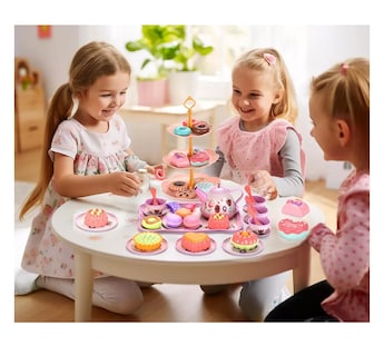 Foto 2 | Juguete De Cocina Para Niños, Juego De Te Blanco Con Flores