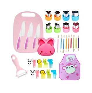 Foto 1 | Juego De Cuchillos De Cocina Seguros Para Niños 34 Pzs Rosa Colores
