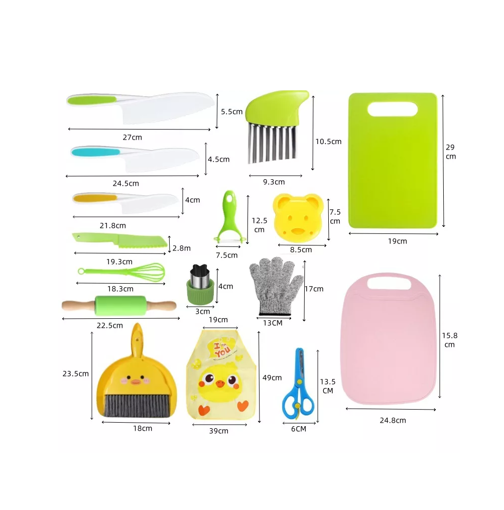 Foto 3 pulgar | Juego De Cuchillos De Cocina Seguros Para Niños 34 Pzs Rosa Colores