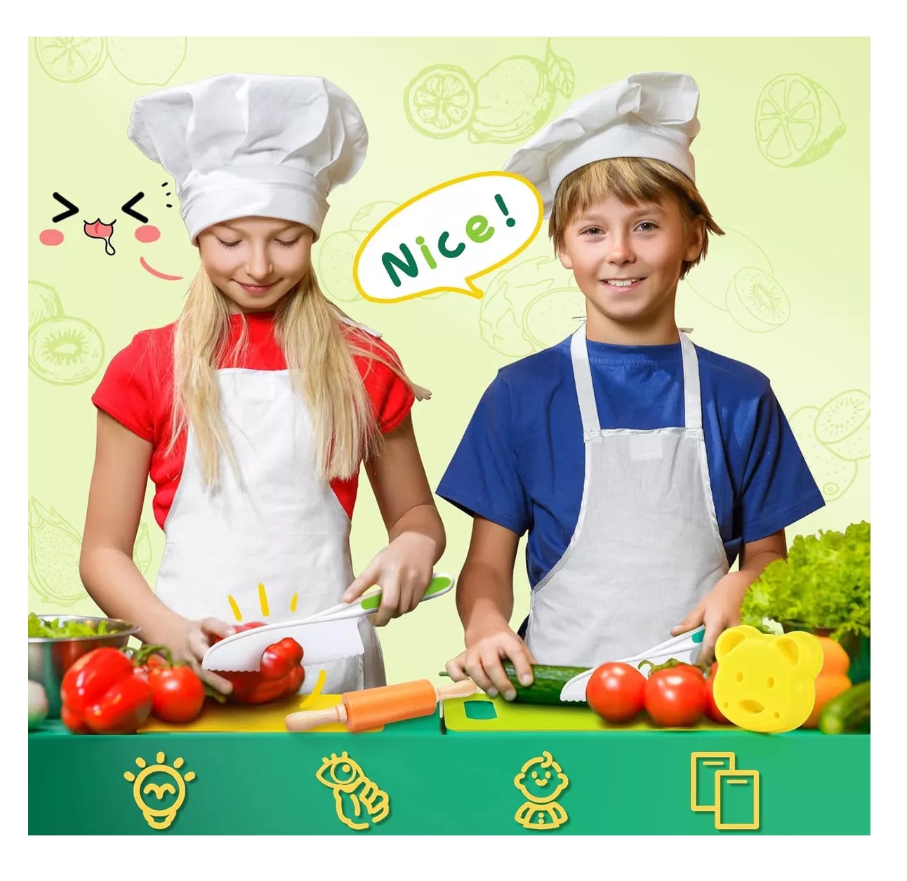 Foto 5 pulgar | Juego De Cuchillos De Cocina Seguros Para Niños 34 Pzs Rosa Colores