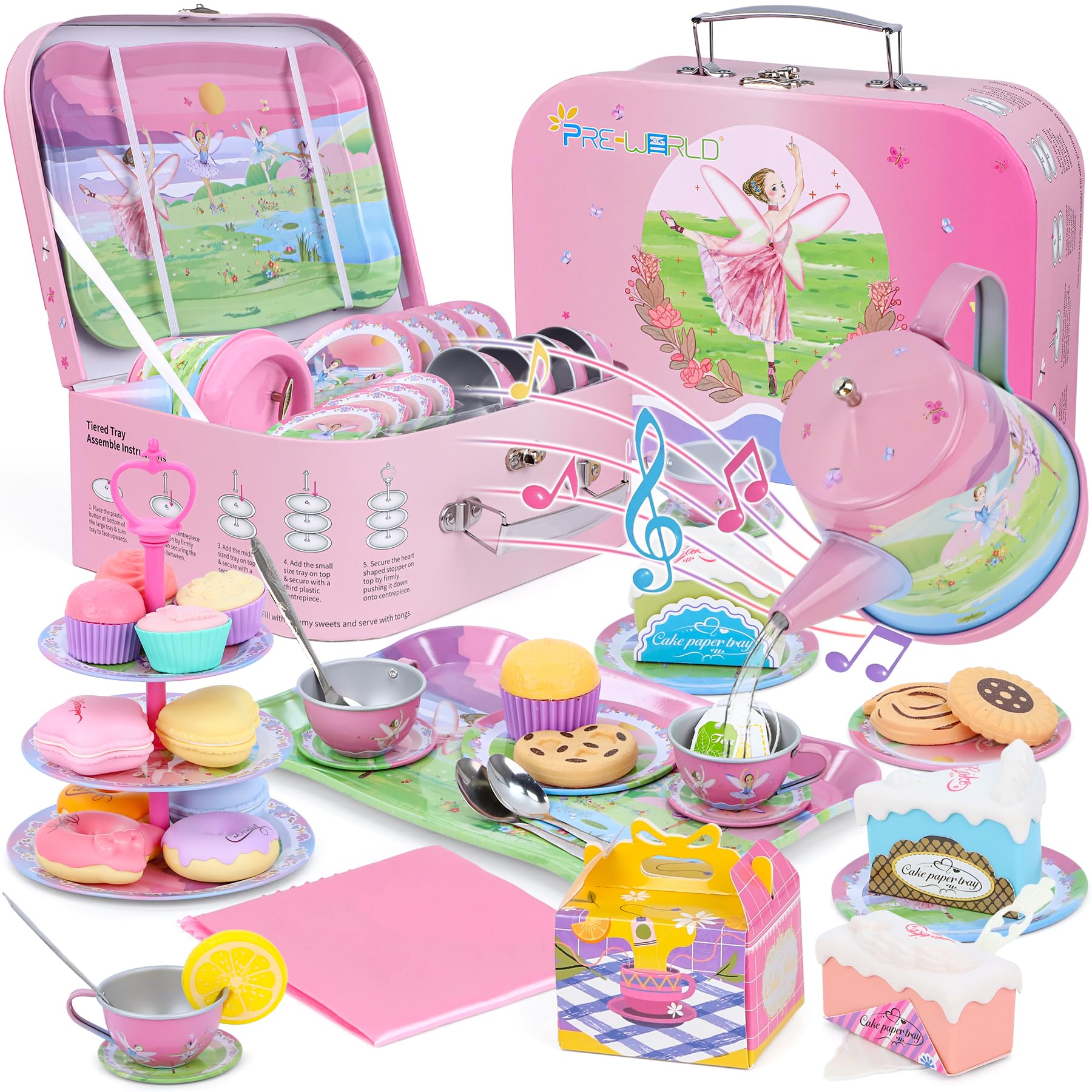 Foto 2 pulgar | Set De Fiesta De Té Pre-world Musical Para Niños De 3 A 6 Años, 53 Piezas Con Funda - Venta Internacional.