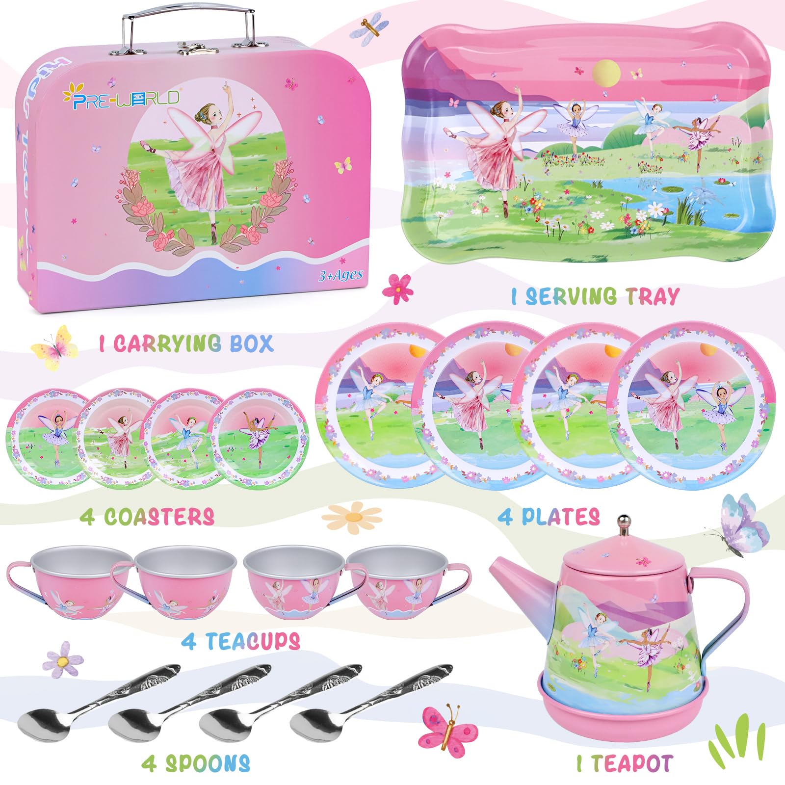 Foto 4 pulgar | Set De Fiesta De Té Pre-world Musical Para Niños De 3 A 6 Años, 53 Piezas Con Funda - Venta Internacional.