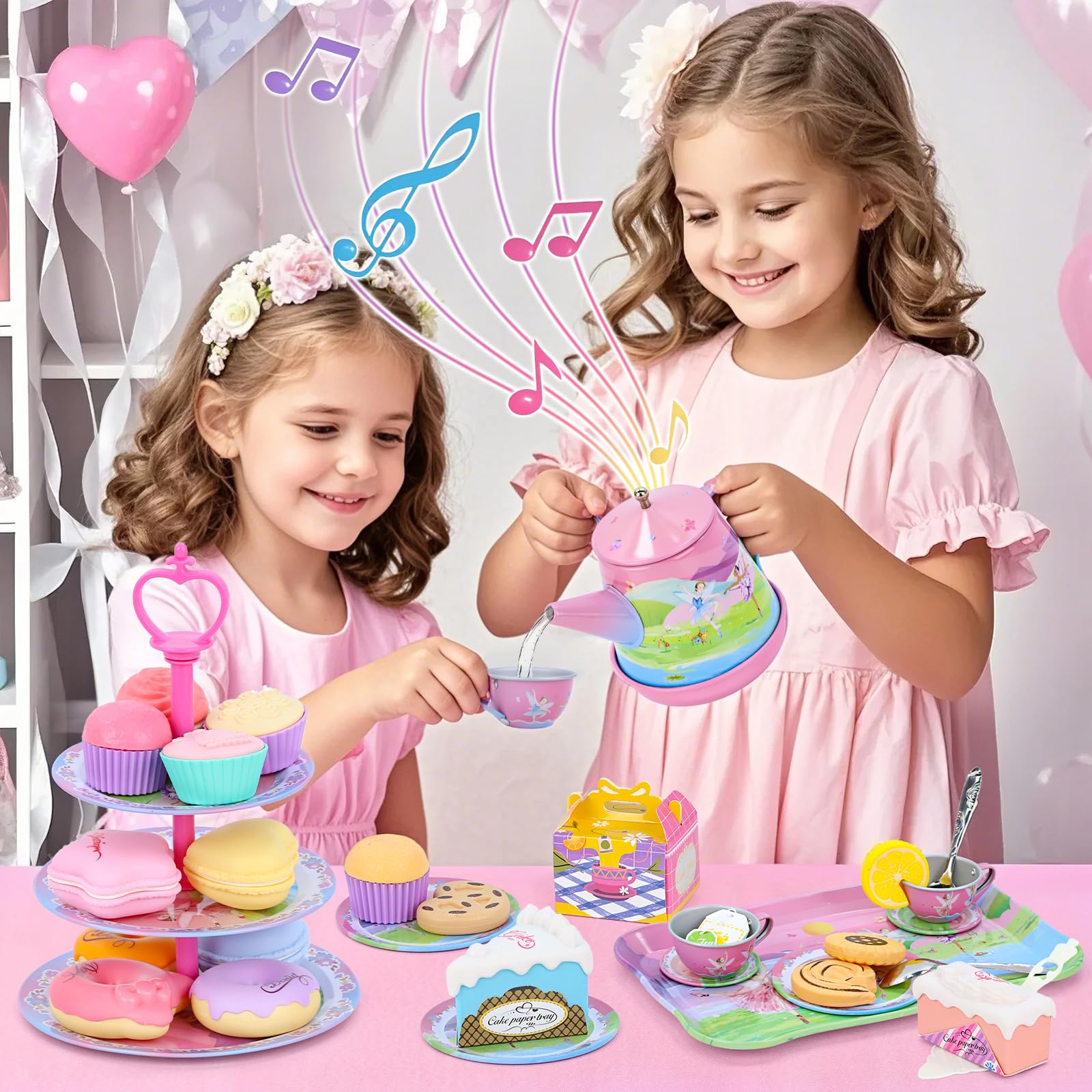 Foto 8 pulgar | Set De Fiesta De Té Pre-world Musical Para Niños De 3 A 6 Años, 53 Piezas Con Funda - Venta Internacional.