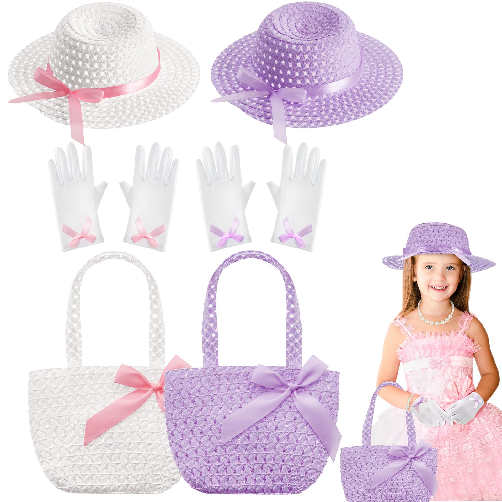 Set De Fiesta De Té Zhanmai Para Niñas, Gorros Y Guantes De Pascua - Venta Internacional.